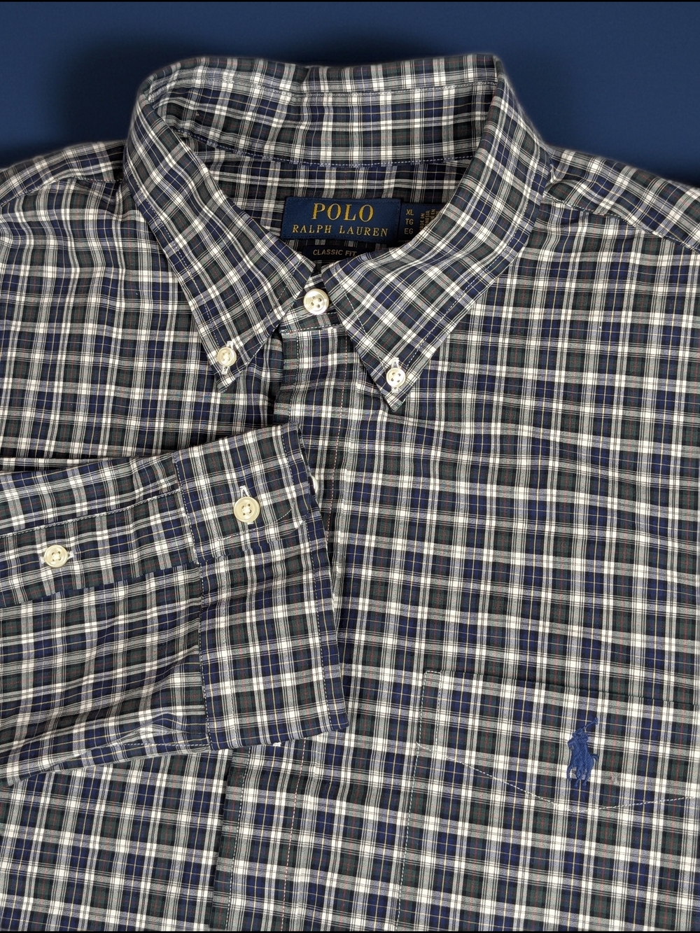 Polo by Ralph Lauren Navy & White Plaid Button-Down Shirt Old Money Preppy